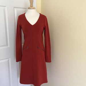 Athleta Size Medium Tall Ponte Knit Rust Orange Dress